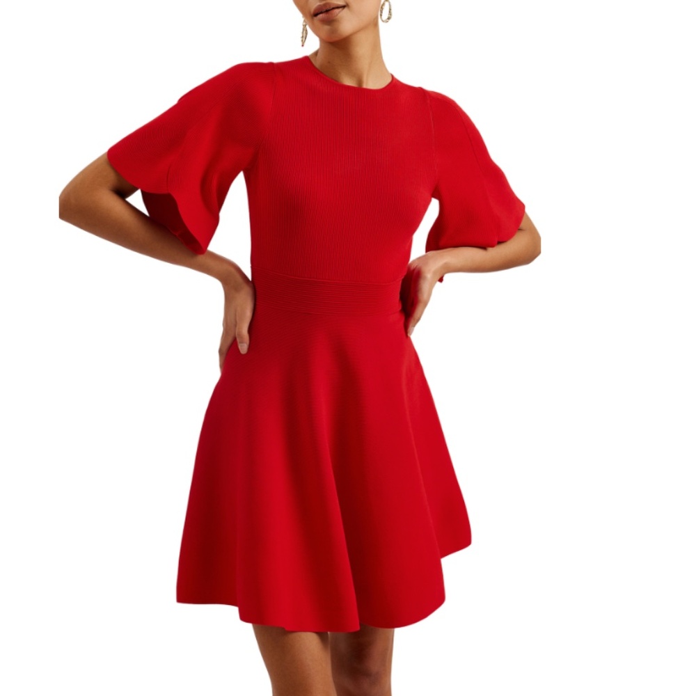 TED BAKER LONDON  Ribbed Fit & Flare Dress - Red